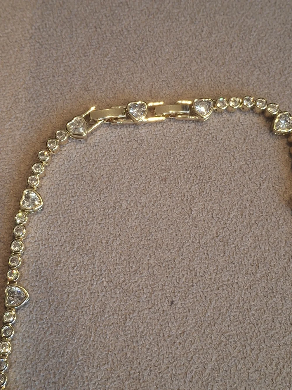 Gold-Tone Crystal Heart Necklace and Drop Earrings Set